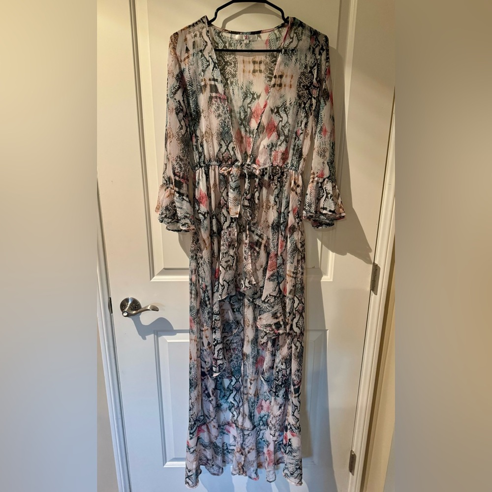 Flowy Multicolor Maxi Cover Up - Picture 3 of 7